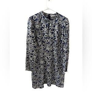 LOFT Navy and White Paisley Dress